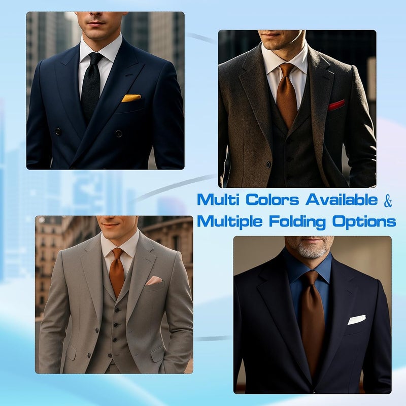 Q&J FABRIC CO. Pocket Squares for Men, 12'' Mens Womens Handkerchiefs with Pocket Square Holder for Suits Wedding Party - Image 5